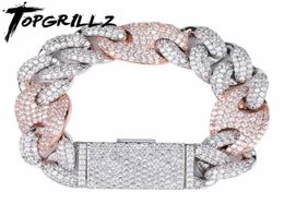 Mens Bracelet 20mm Lock Clasp Miami Cuban Chain With Necklace Bling Cubic Zirconia Hip Hop Rock Jewellery Link5735996