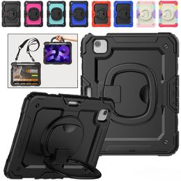 Heavy Duty Rugged Tablet Case For IPad Pro 11 inch Air4 Air5 10.9inch 10th Gen Handle 360° Rotating Stand Cover Kids Silicone PC Shockproof Cases