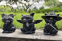 Decorative Objects Figurines Resin Figure Wizard Black Magic Cat Ornaments Table Art Original Gifts Cute Miniatures Modern Room De6898822