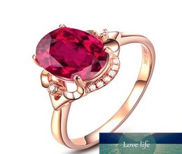 18k Rose Gold Pure Red Ruby Ring for Women Cut Red Gemstone Tourmaline Diamond Rings S925 Jewelry Party Wedding Ring1811420