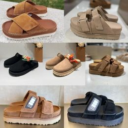2024 New Designer Flax brown Sandals Outdoor Sand beach Rubber Slipper Fashion Casual Heavy-bottomed buckle Sandal leather sports sandals size 35-44