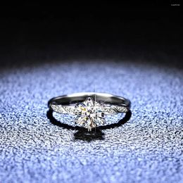 Cluster Rings Gorgeous PT950 Platinum 1CT Moissanite Diamond Ring Elegant Women Bridal Engagement Wedding Party Promise Jewelry Gift