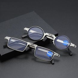 Sunglasses Metal Round Square Folding Reading Glasses Women Men Blue Light Computer Portable Design Readers Eyewear Gafas 1 1 5 2 2 5 272M