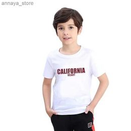 T-shirts California City Street Letter Pattern Printed Childrens T-shirt Fashion Cotton T-shirt Boys and Girls Street Clothing Summer Breathable TopL2405