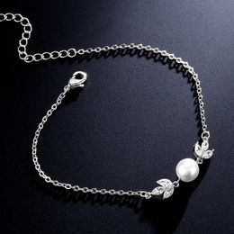 Bracelaria ślubna moda liść sześcienne cyrkonowe bransoletki dla kobiet dziewczęta minimalistyczna perłowa cyrkon urok bransoletowy biżuteria ślubna