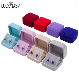 Jewelry Pouches Flip Cover Storage Boxes Earrings Pendant Box Velvet Case Plastic Display 7 4cm