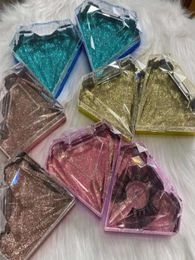 NEW 3D Mink Lashes Glitter Case empty Crystal Handle 10mm25mm False Eyelash Packaging Box Lash Boxes Fake For Makeup9117283