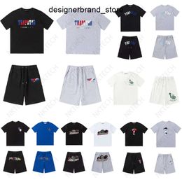 Mens T-shirts Trapstar Tracksuits Designer Shorts Embroidery Letter Luxury Rainbow Color Black White Grey Summer Sports Fashion Cotton Cord Top Sleeve Size S-xl JAPQ