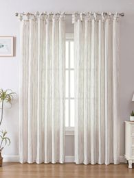 Curtain 1pc American Yarn-dyed Striped Sling Linen Dust Insulation Window Screen Living Room Study Available