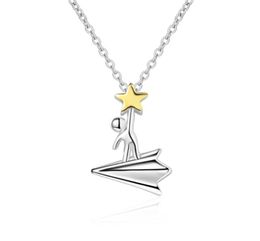 Pendant Necklaces 30 Silver Plated Elegant Little Boy Star On Paper Plane Ladies Necklace Jewellery Accessories For Women Chains4650034