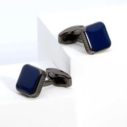 Cuff Links Square high-end oil drop enamel cufflinks fashionable and simple mens business dating party French shirt boutique accessories Q240508