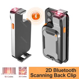 Scanners Mini Bluetooth Wireless 1D 2D Barcode Scanner Portable Back Clip QR Bar Code Reader Laser Scanners Mobile Reading with Phone
