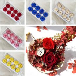 Decorative Flowers 4-5cm Preserved Fresh Rose Flower Eternal Head Birthday Gift Bouquet Long Lasting Multicolor DIY Material