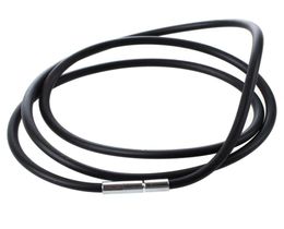 3mm Black Rubber Cord Necklace with Stainless Steel Closure Women Men Choker Accessories Collier 255inch5094520