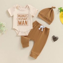 Clothing Sets CitgeeSummer Infant Baby Boy Outfit Letter Print Short Sleeves Romper And Elastic Pants Beanies Hat Set Clothes