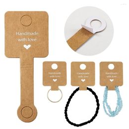 Jewelry Pouches 50pcs 4x10cm Self Adhesive Kraft Paper Card Bracelet Necklace Hanging Holder For Small Business Retail Display Packaging