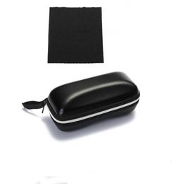 Black Zipper Hard Shell Glasses Case Kit With a Cleaning Cloth Protective Case for Glasses and Sunglasses For Men or Women3611366