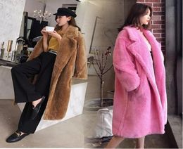 Faux Fur Coat Teddy Bear Brown Fleece Jackets Women Outerwear Fuzzy Jacket Thick Overcoat Warm Long Parka shearling Overcoat7586748
