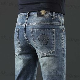 Men's Jeans designer Autumn Fashion Jeans Men's Leggings Slim Fit Thick Embroidery Pants