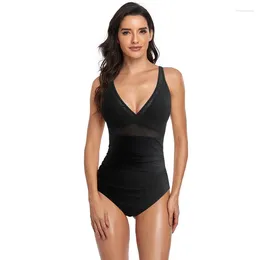 Women's Swimwear Black One Piece Swimsuit Bandage Sexy Halter Monokini Female Bathing Suit Mesh Bodysuit Swim Wear Beachwear