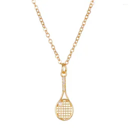 Pendant Necklaces Pearl Tennis Racket Necklace For Women Luxury Rhinestone Racquet Clavicle Chain Friendship Choker Jewellery Accessories