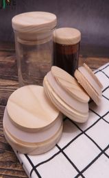 Wooden Mason Jar Lids 8 Sizes Environmental Reusable Wood Bottle Caps With Silicone Ring Glass Bottle Sealing Cover Dust Cover3038364