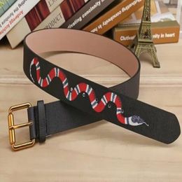 SUMMER SPRING fashion design man buckle Snake animal pattern Belts High Quality fa shion Belt For Women Genuine Leather Belt gift BLACK 335m