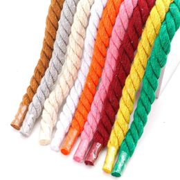 Shoe Parts 1Pair 1CM Thicker Round Shoelaces Quality Colourful Cotton Shoelace Sneakers Rope Laces Boots Shoes 100/120/140/160CM