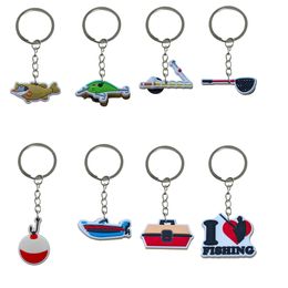 Cartoon Accessories Fishing Tools Keychain Pendants For Kids Birthday Party Favours Key Chain Backpack Handbag And Car Gift Valentines Otirw