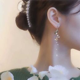 Dangle Chandelier New Korean Flower Asymmetrical Dangle Earrings for Women Long Tassel Butterfly Imitation Pearl Cat Drop Earring Party Jewellery