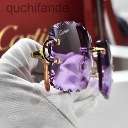 Counter High Quality Carter Sunglasses Designer Women Rimless Sunglasses Piccadilly Glasses Diamond Cut Decor Big c Gold Frame with Real Logo