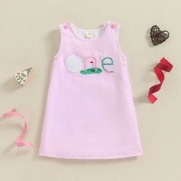 Girl's Dresses Suefunskry Baby Birthday Dress Sleeveless Golf Embroidered Loose fitting Dress Summer Tank Top DressL2405