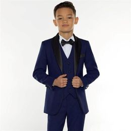 Excellent Fashion Navy Blue Kids Formal Wear Suit Children Attire Wedding Blazer Boy Birthday Party Business Suit jacket pants vest J89 284c