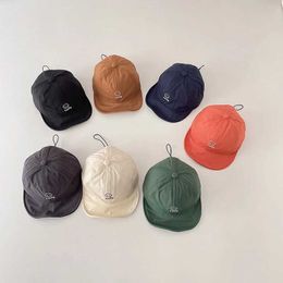 Caps Hats Spring and summer baby sun hat cute smile pattern children boys girls soft brown baseball hat cotton autumn childrens leather hat d240509