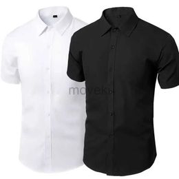 Men's Dress Shirts Summer Shirt for Men Daily Casual White Shirts Short Sleeve Button Down Slim Fit Male Social Blouse 4XL 5XL d240427