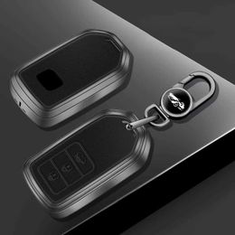 Car Key Zinc Alloy+Leather Car Remote Key Case Shell Fob For Honda Grace Accord IX 2015 2016 2017 2018 2019 3 Buttons Key Accessories T240509