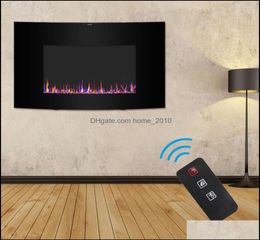 Fireplace Sets Accessories 35 Inch 1400W Arc Surface Wall Mounted Indoor Electronic Heater Desktop Fake Wood Fireplace With Remote1545116