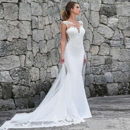 2021 Wedding Dresses White Mermaid With Lace Plus Size Bridal Gowns vestidos de Boho Dress Beach Gothic Grows 0509