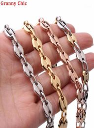 Granny Chic Fashion 8inch 32 inch for choose HipHop 7911mm Stainless Steel coffee beans Chain Necklace Mens Womens Jewelry16273099