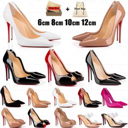 2024 kırmızı taban topuklu tasarımcılar kadın yüksek topuk lüksler platformu peep-toes sandaletler seksi sivri uçlu kırmızı taban 6cm 8cm 10cm 12cm kutu 35-43