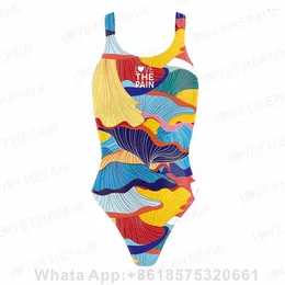 Women's Swimwear Love The Pain Professional Women One-piece Sports Swimsuit Competition Type Female Triangle Digital Printing Fashion