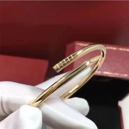 Fashion Love Nail Bracelet Women Men Bangle Stainless Steel Jewelry Simple Personality Creativity 16 and 19 size silver gold lovers ban 340O