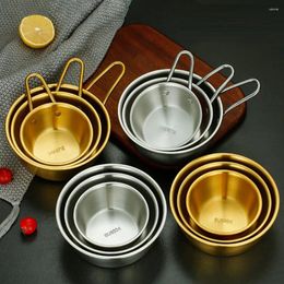 Bowls Round Rice Wine Bowl With Handle 304 Stainless Steel Pot Dipping Sauce Cup Ableware Dinnerware Kitchen Utensils