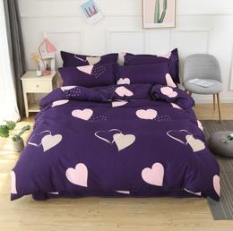 Home Textile Heart Purple Duvet Cover Plant Pattern Bed Sheet Pillowcase Girl Kid Adult Boy Bedding Set King Queen Full Bedlinen17956739