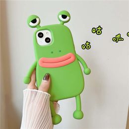 Eyed Cute 3D Big Mouth Frog Silicone Cover Suitable for Apple iPhone 15 Max Phone Case 14 Pro