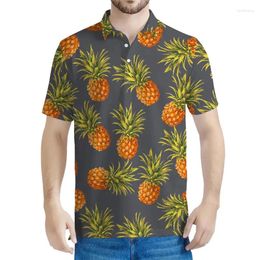 Men's Polos Vintage 3d Printed Pineapple Polo Shirt For Men Summer Short Sleeved Tees Kids Tropical Fruit Pattern Oversized T-Shirt Tops