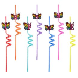Disposable Plastic Sts Letter Butterfly Themed Crazy Cartoon Drinking For Kids Christmas Party Favors Girls Birthday Decorations Sum Ot9Ym