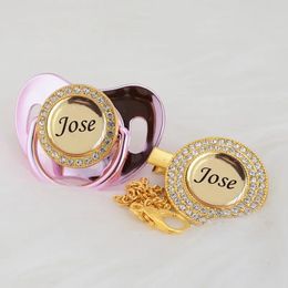 MIYOCAR custom any name can make gold bling pacifier and pacifier clip BPA free dummy bling babyshower gift 240508