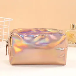 Cosmetic Bags Solid Colour Laser Bag Ins Wind PVC Waterproof Wash Storage Makeup Gift Pouch Travel Organiser