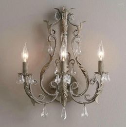 Wall Lamps Vintage/antique/retro White/grey Crystal Lamp French Lights Home Interior Decoration Bedside Bedroom Sconce Light